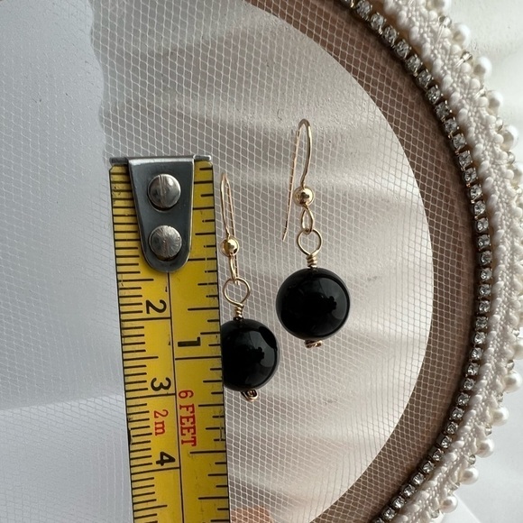 Artisan Black Onyx and 14K Gold Filled Earrings - Picture 7 of 13